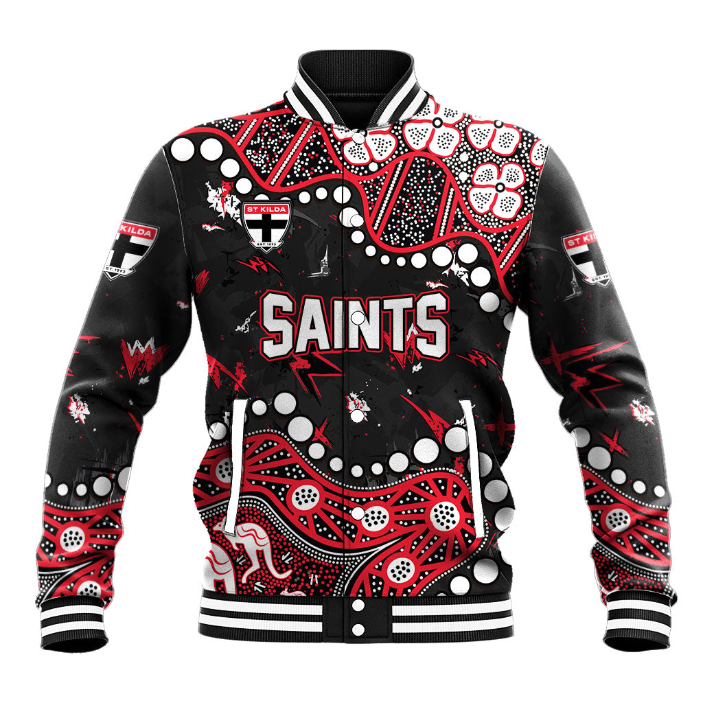 Personalized St Kilda Saints Baseball Jacket Aboriginal Pattern with Graffiti Style