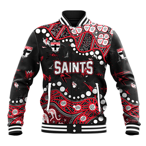 Personalized St Kilda Saints Baseball Jacket Aboriginal Pattern with Graffiti Style
