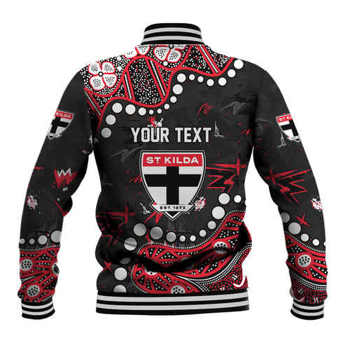 Personalized St Kilda Saints Baseball Jacket Aboriginal Pattern with Graffiti Style