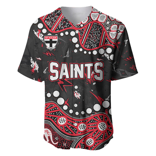Personalized St Kilda Saints Baseball Jersey Aboriginal Pattern with Graffiti Style