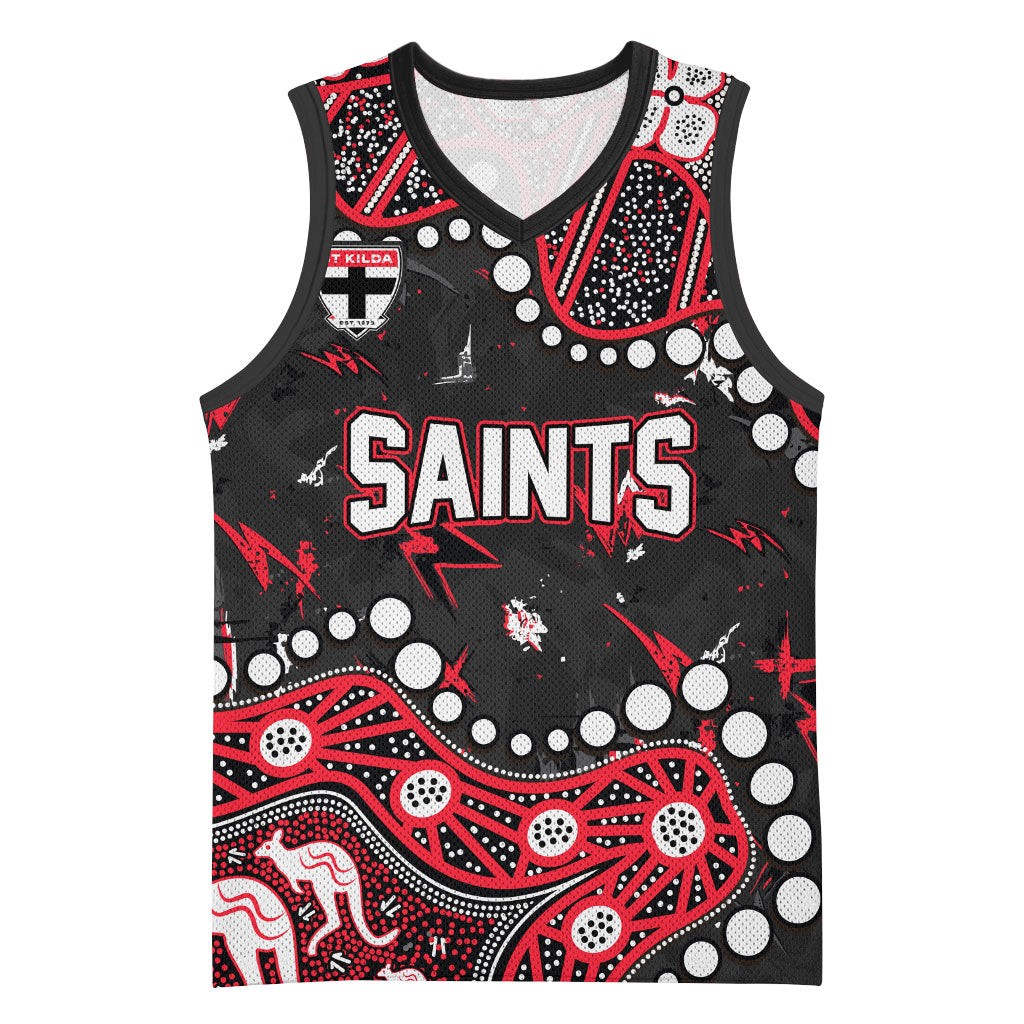 Personalized St Kilda Saints Basketball Jersey Aboriginal Pattern with Graffiti Style