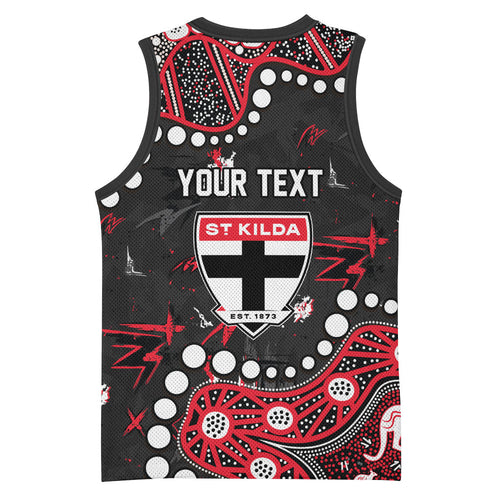 Personalized St Kilda Saints Basketball Jersey Aboriginal Pattern with Graffiti Style