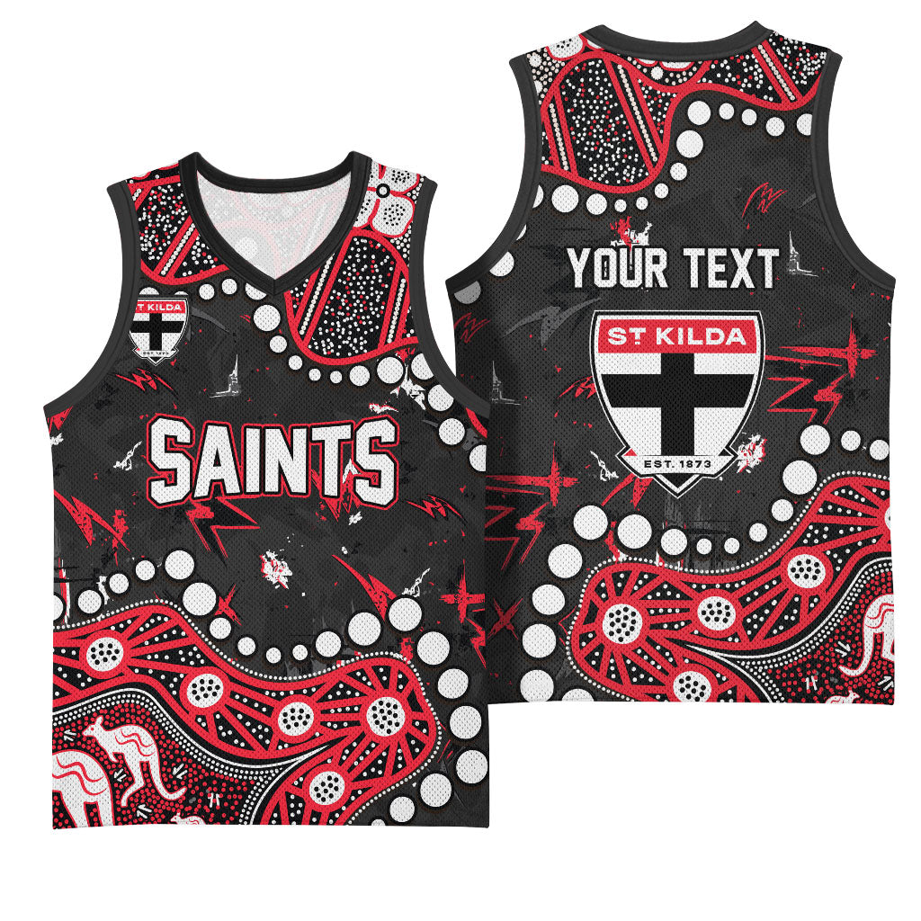 Personalized St Kilda Saints Basketball Jersey Aboriginal Pattern with Graffiti Style