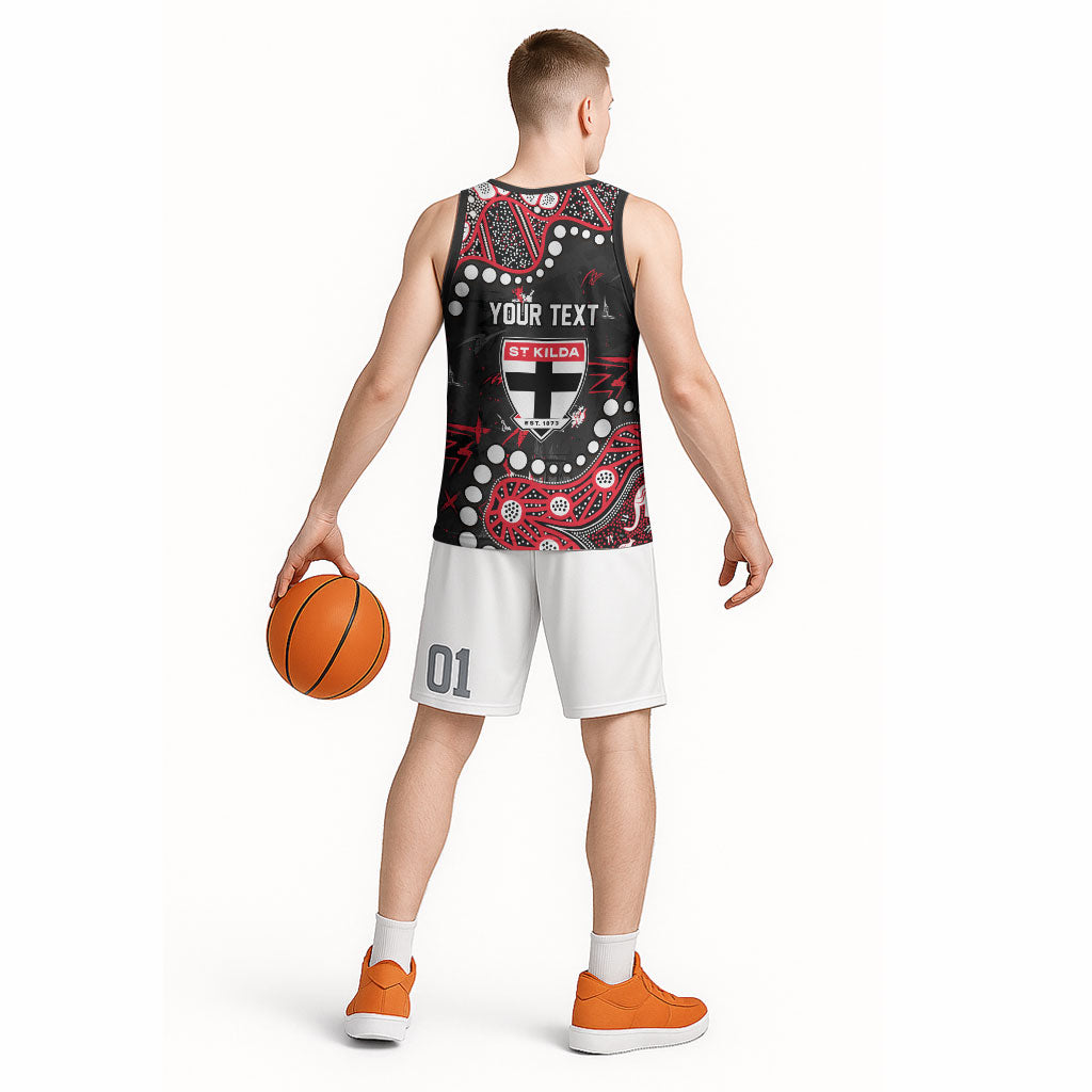Personalized St Kilda Saints Basketball Jersey Aboriginal Pattern with Graffiti Style