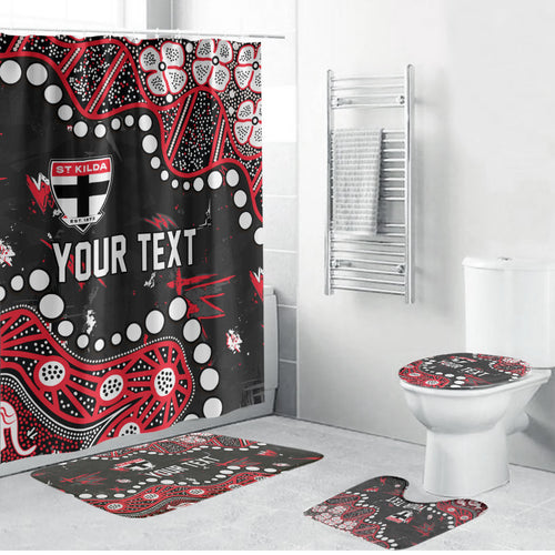 Personalized St Kilda Saints Bathroom Set Aboriginal Pattern with Graffiti Style