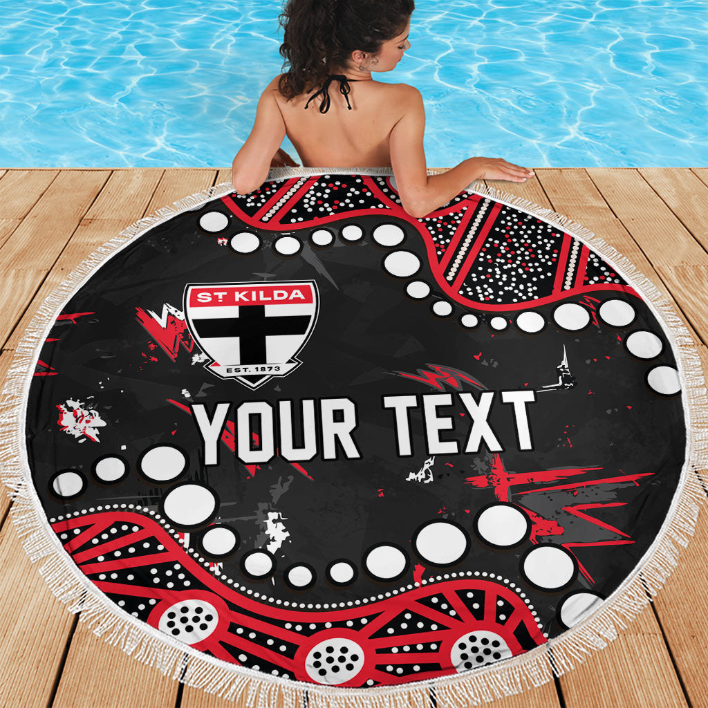 Personalized St Kilda Saints Beach Blanket Aboriginal Pattern with Graffiti Style