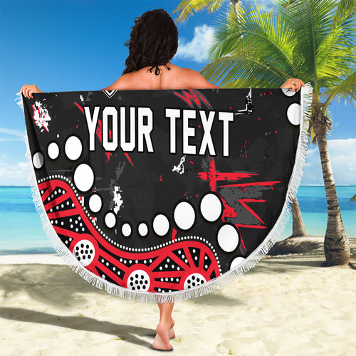 Personalized St Kilda Saints Beach Blanket Aboriginal Pattern with Graffiti Style