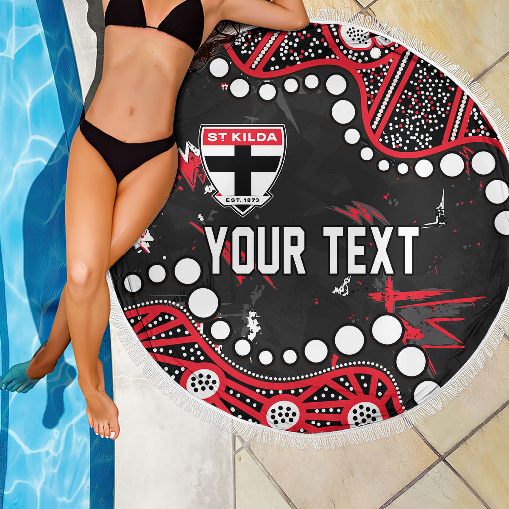Personalized St Kilda Saints Beach Blanket Aboriginal Pattern with Graffiti Style