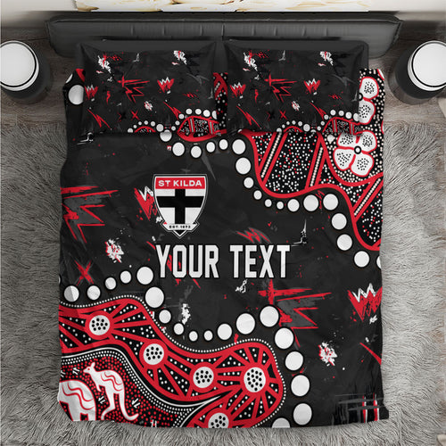 Personalized St Kilda Saints Bedding Set Aboriginal Pattern with Graffiti Style