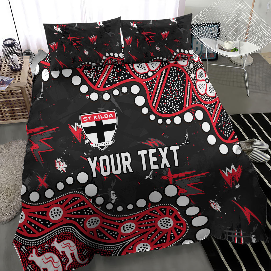 Personalized St Kilda Saints Bedding Set Aboriginal Pattern with Graffiti Style