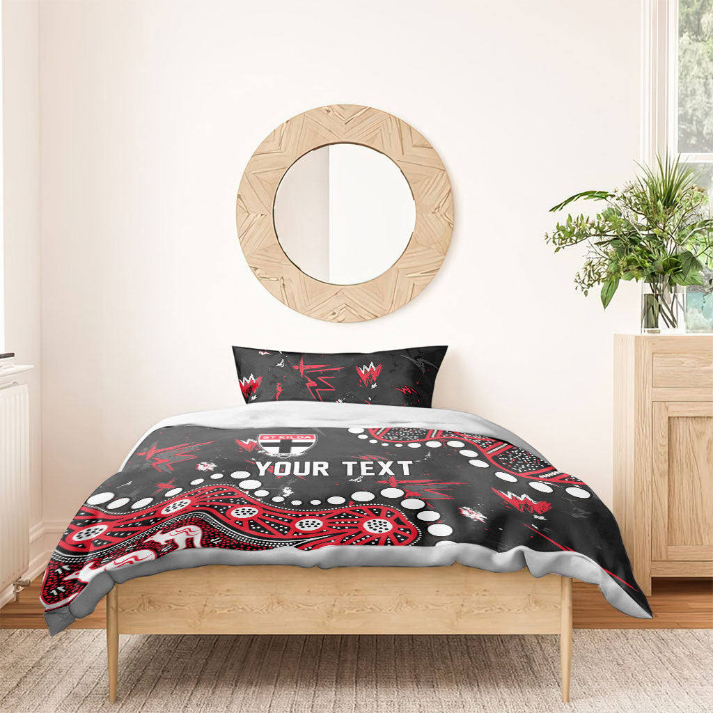 Personalized St Kilda Saints Bedding Set Aboriginal Pattern with Graffiti Style