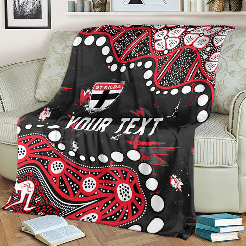 Personalized St Kilda Saints Blanket Aboriginal Pattern with Graffiti Style