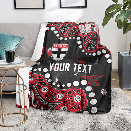 Personalized St Kilda Saints Blanket Aboriginal Pattern with Graffiti Style