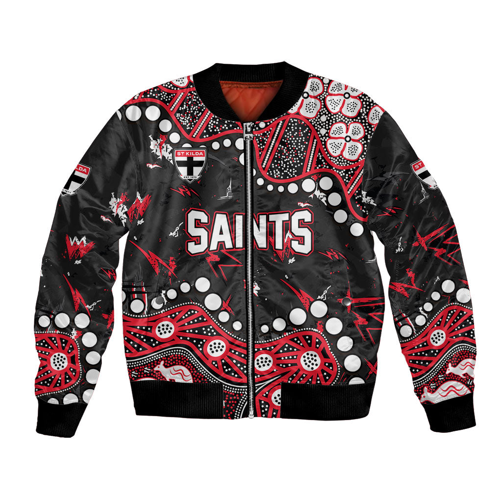 Personalized St Kilda Saints Bomber Jacket Aboriginal Pattern with Graffiti Style