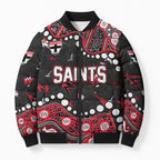 Personalized St Kilda Saints Bomber Puffer Jacket Aboriginal Pattern with Graffiti Style