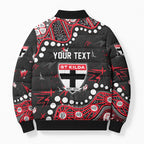 Personalized St Kilda Saints Bomber Puffer Jacket Aboriginal Pattern with Graffiti Style