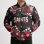 Personalized St Kilda Saints Bomber Puffer Jacket Aboriginal Pattern with Graffiti Style