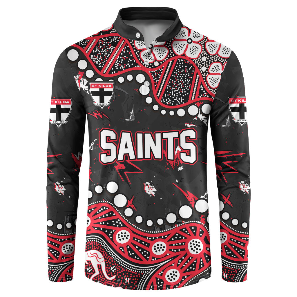 Personalized St Kilda Saints Button Sweatshirt Aboriginal Pattern with Graffiti Style