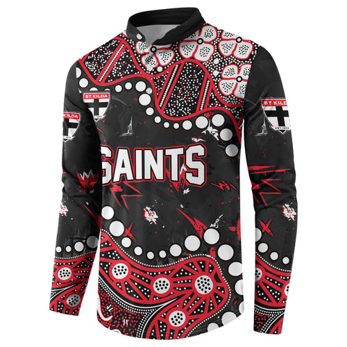 Personalized St Kilda Saints Button Sweatshirt Aboriginal Pattern with Graffiti Style