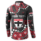 Personalized St Kilda Saints Button Sweatshirt Aboriginal Pattern with Graffiti Style