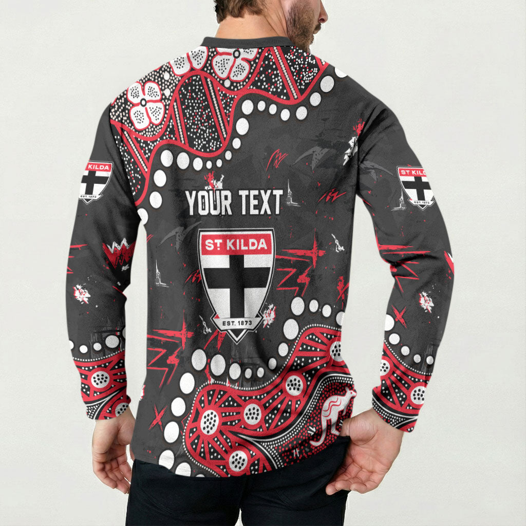 Personalized St Kilda Saints Button Sweatshirt Aboriginal Pattern with Graffiti Style