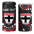 Personalized St Kilda Saints 4 in 1 Can Cooler Tumbler Aboriginal Pattern with Graffiti Style