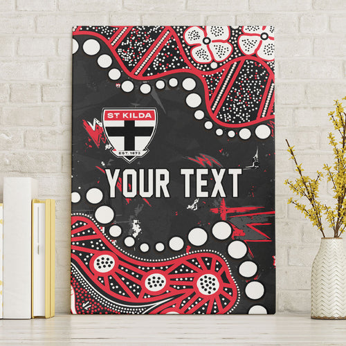 Personalized St Kilda Saints Canvas Wall Art Aboriginal Pattern with Graffiti Style