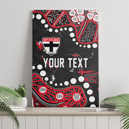 Personalized St Kilda Saints Canvas Wall Art Aboriginal Pattern with Graffiti Style
