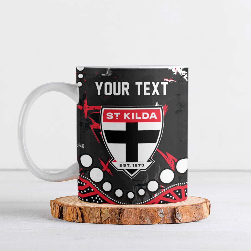 Personalized St Kilda Saints Ceramic Mug Aboriginal Pattern with Graffiti Style
