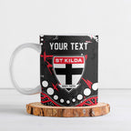 Personalized St Kilda Saints Ceramic Mug Aboriginal Pattern with Graffiti Style