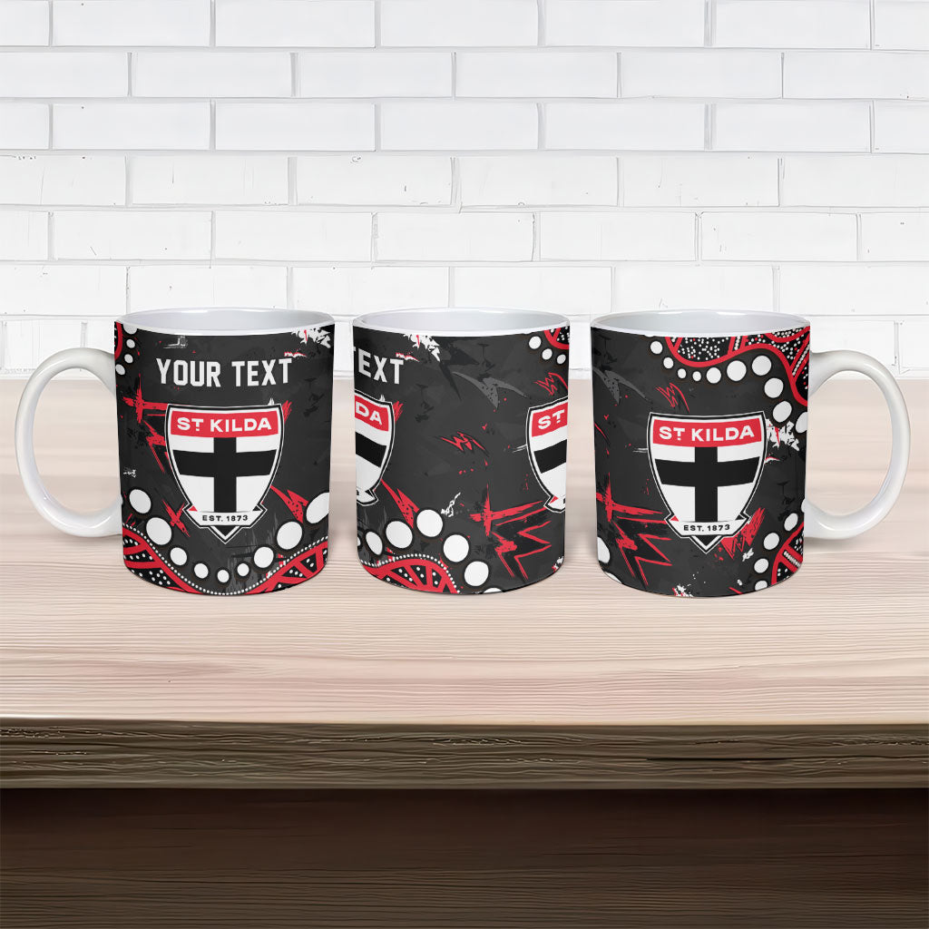 Personalized St Kilda Saints Ceramic Mug Aboriginal Pattern with Graffiti Style