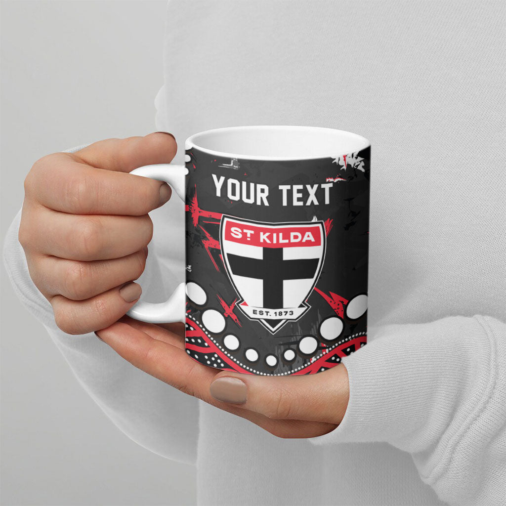 Personalized St Kilda Saints Ceramic Mug Aboriginal Pattern with Graffiti Style
