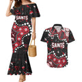 Personalized St Kilda Saints Couples Matching Mermaid Dress and Hawaiian Shirt Aboriginal Pattern with Graffiti Style