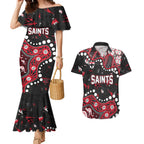 Personalized St Kilda Saints Couples Matching Mermaid Dress and Hawaiian Shirt Aboriginal Pattern with Graffiti Style