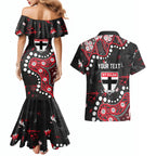 Personalized St Kilda Saints Couples Matching Mermaid Dress and Hawaiian Shirt Aboriginal Pattern with Graffiti Style