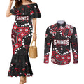 Personalized St Kilda Saints Couples Matching Mermaid Dress and Long Sleeve Button Shirt Aboriginal Pattern with Graffiti Style