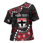 Personalized St Kilda Saints Cross Shoulder Shirt Aboriginal Pattern with Graffiti Style