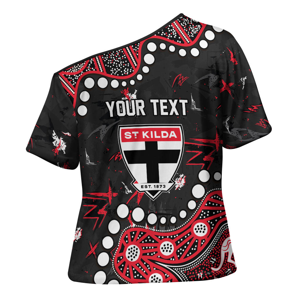 Personalized St Kilda Saints Cross Shoulder Shirt Aboriginal Pattern with Graffiti Style