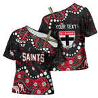 Personalized St Kilda Saints Cross Shoulder Shirt Aboriginal Pattern with Graffiti Style
