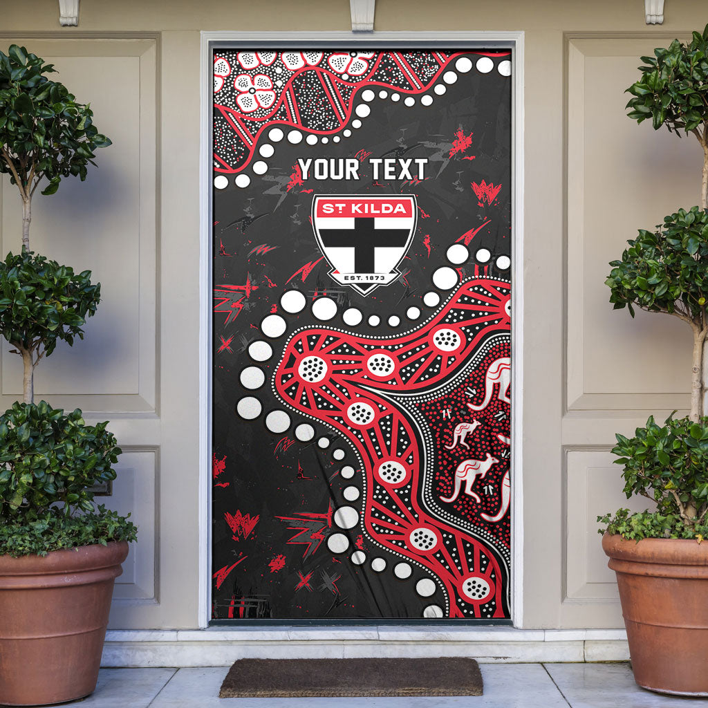 Personalized St Kilda Saints Door Cover Aboriginal Pattern with Graffiti Style