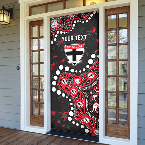 Personalized St Kilda Saints Door Cover Aboriginal Pattern with Graffiti Style