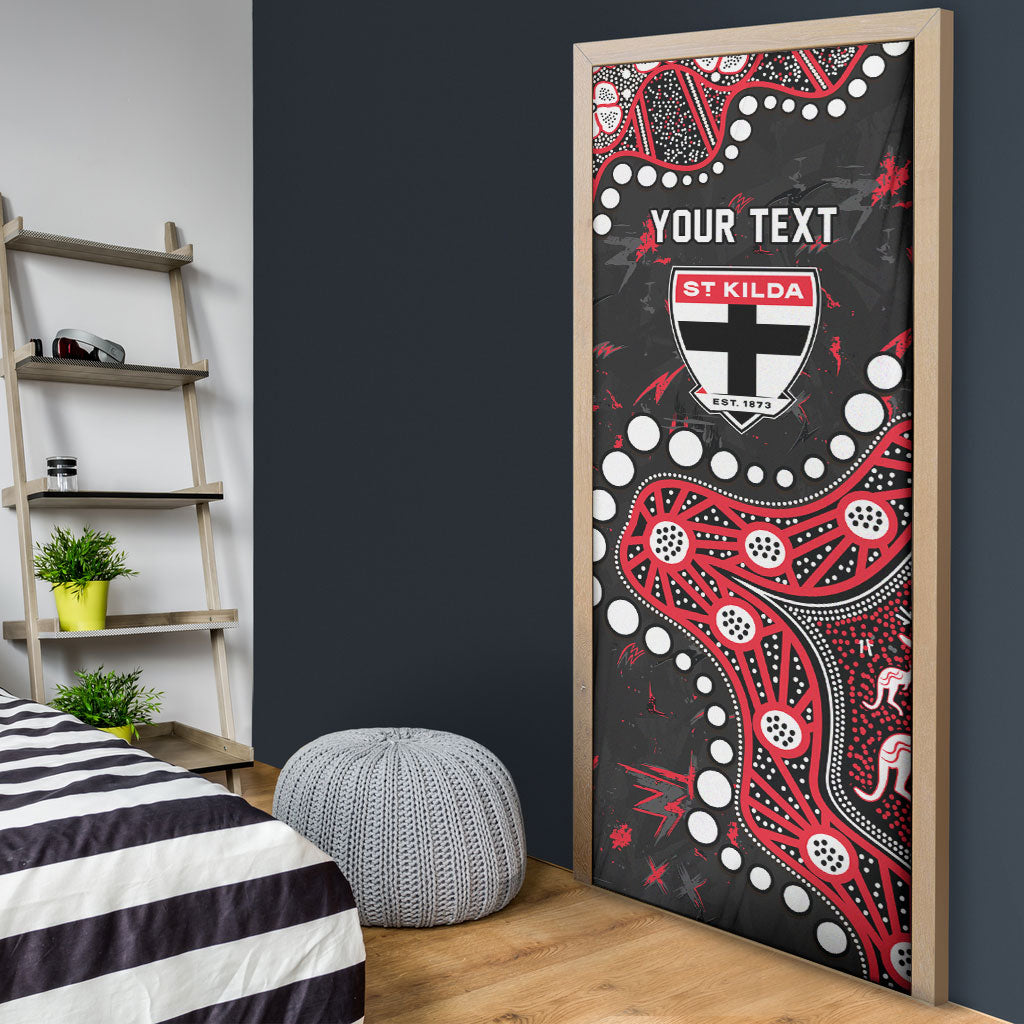 Personalized St Kilda Saints Door Cover Aboriginal Pattern with Graffiti Style