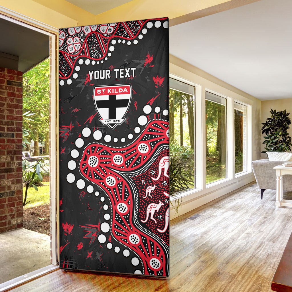 Personalized St Kilda Saints Door Cover Aboriginal Pattern with Graffiti Style