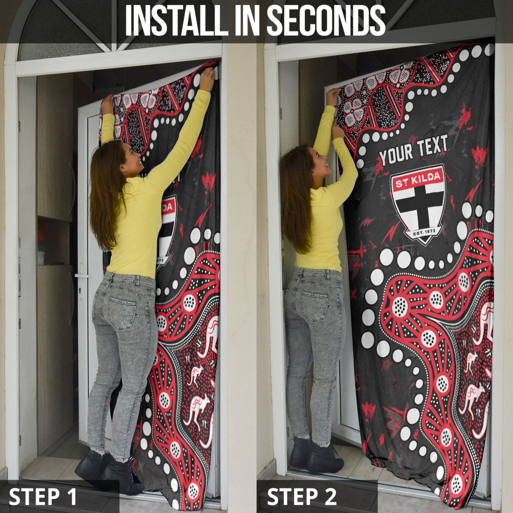 Personalized St Kilda Saints Door Cover Aboriginal Pattern with Graffiti Style