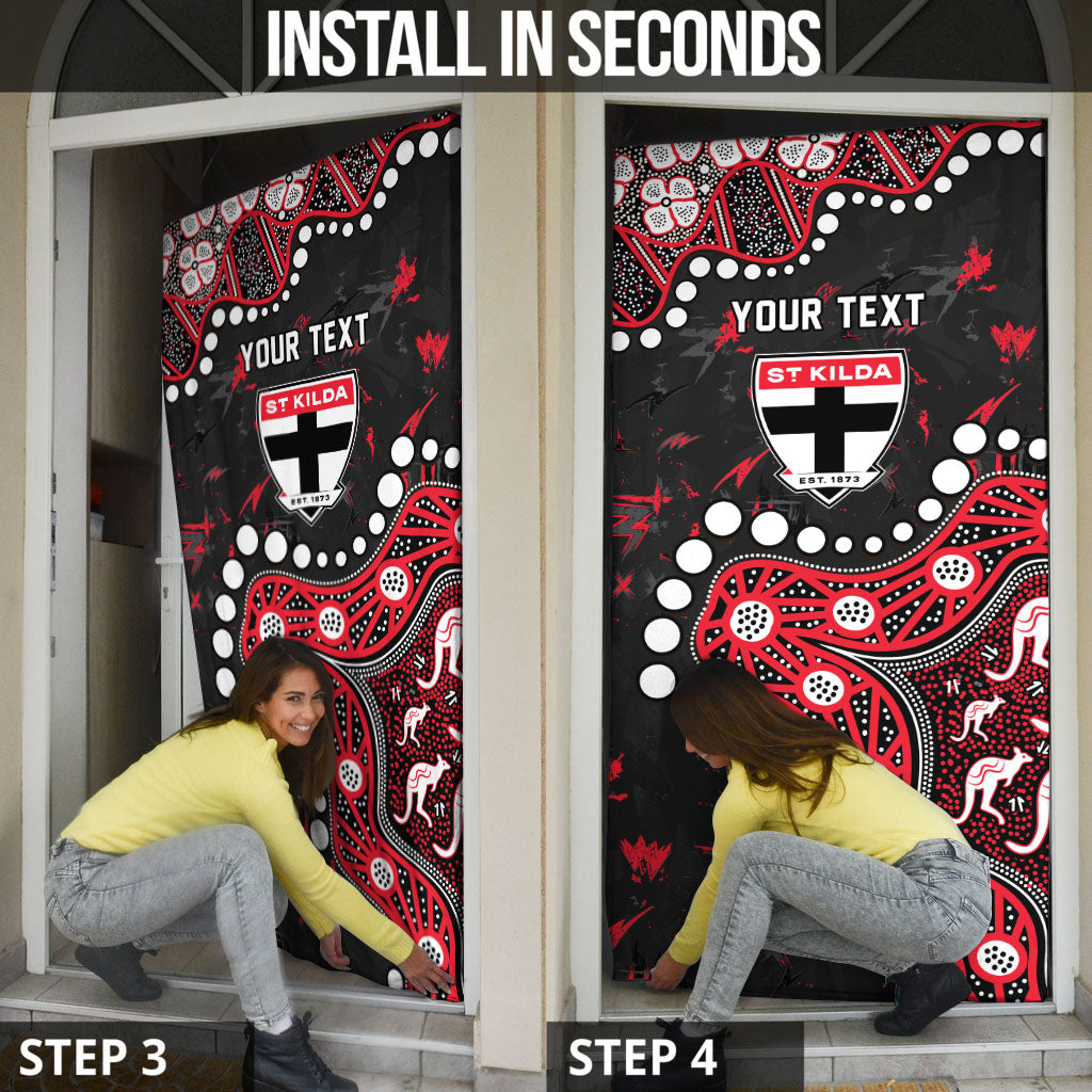 Personalized St Kilda Saints Door Cover Aboriginal Pattern with Graffiti Style
