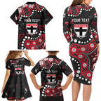 Personalized St Kilda Saints Family Matching Long Sleeve Bodycon Dress and Hawaiian Shirt Aboriginal Pattern with Graffiti Style