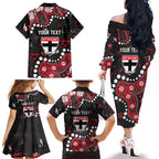 Personalized St Kilda Saints Family Matching Off The Shoulder Long Sleeve Dress and Hawaiian Shirt Aboriginal Pattern with Graffiti Style