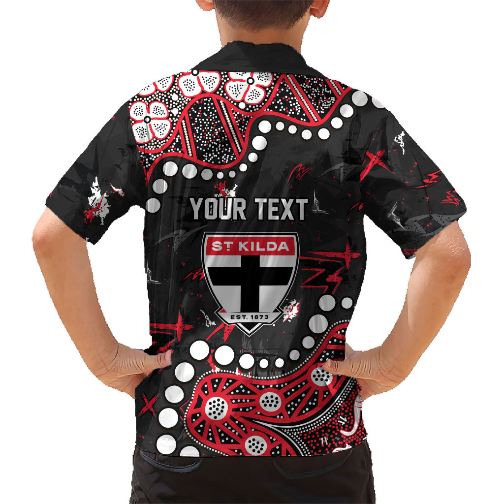 Personalized St Kilda Saints Family Matching Off Shoulder Maxi Dress and Hawaiian Shirt Aboriginal Pattern with Graffiti Style