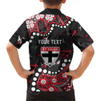 Personalized St Kilda Saints Family Matching Off Shoulder Maxi Dress and Hawaiian Shirt Aboriginal Pattern with Graffiti Style