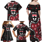 Personalized St Kilda Saints Family Matching Off Shoulder Maxi Dress and Hawaiian Shirt Aboriginal Pattern with Graffiti Style